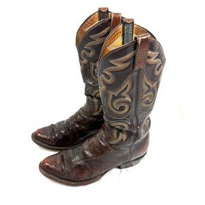 Vtg Panhandle Slim Brown Exotic Ostrich Leg Cowboy Western Boots Men's 8 D